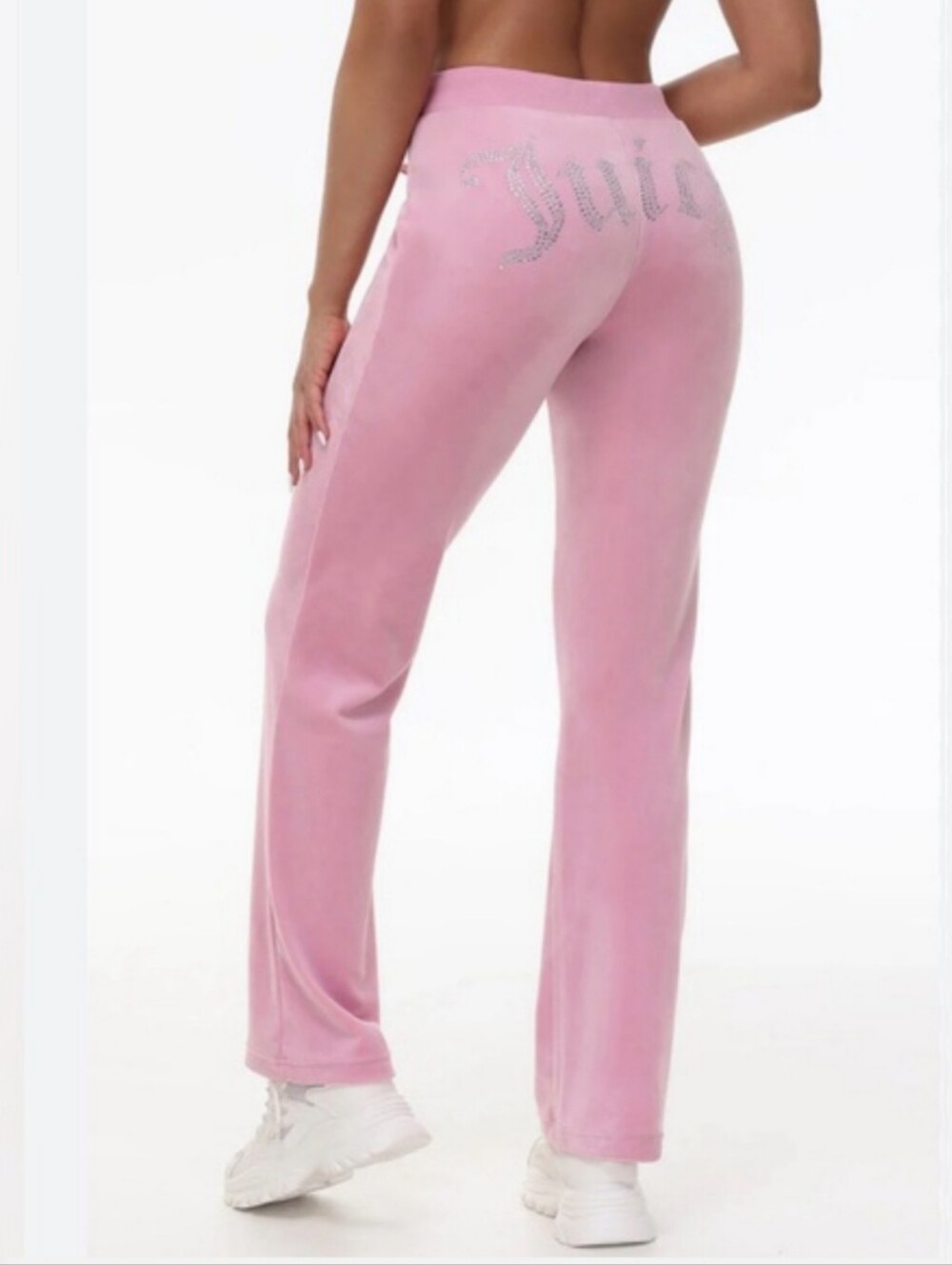 Juicy Couture Pink Velour Pants Bling Logo Y2k Style Women - Picture 5 of 13